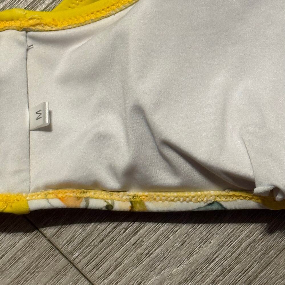 Cupshe Floral High Waist Lace-Up Bikini Set Yellow White Flowers Size M - Picture 5 of 10